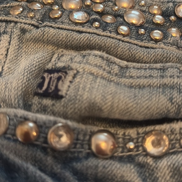 Miss Me Jeans Heavily Embellished Light Wash Distressed Size 30 Waist - Picture 7 of 12